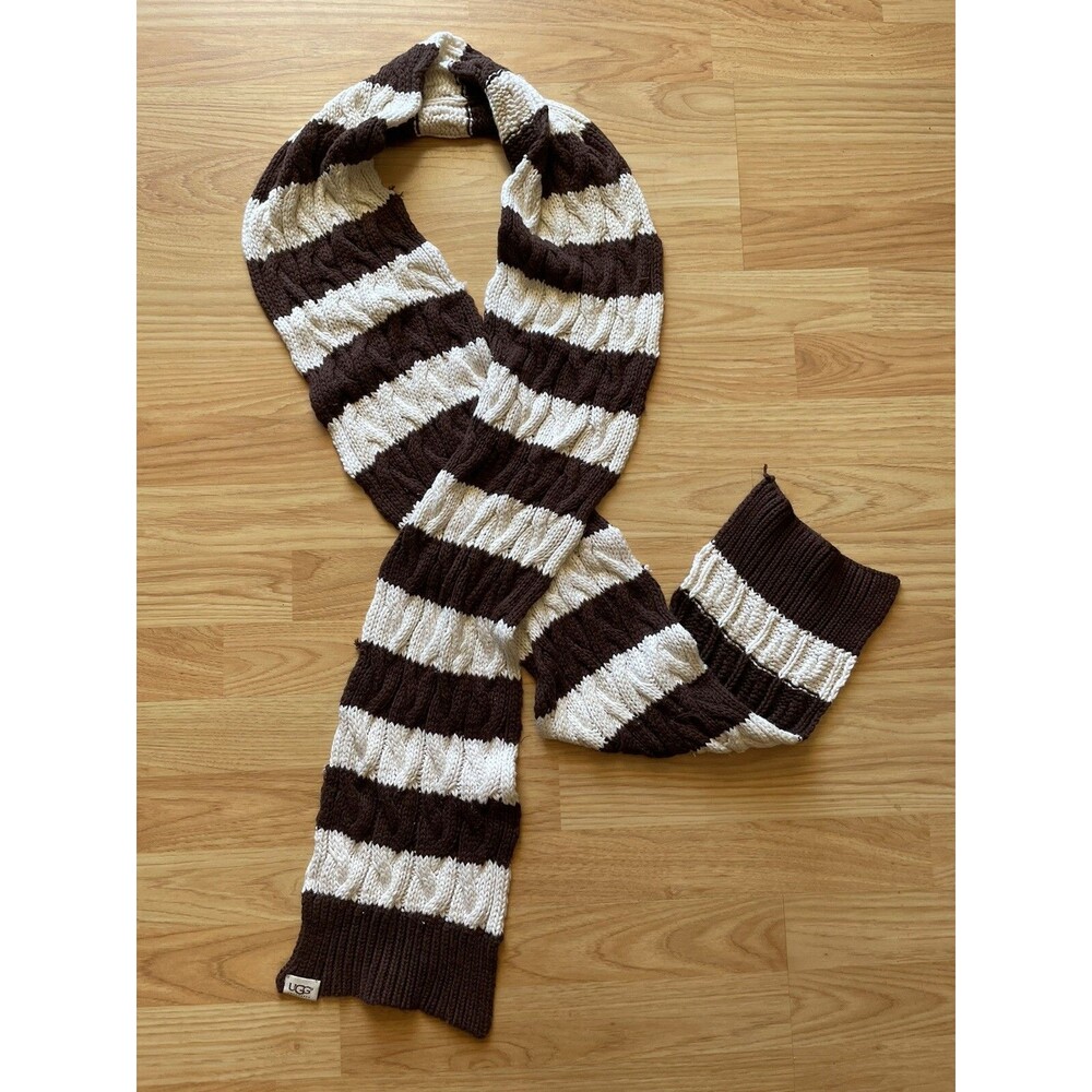 UGG Australia Brown and Cream Striped knit sweater scarf